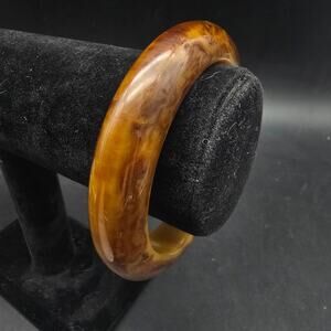 Brown Marbled Bakelite Bangle Bracelet Vintage Plastic Costume Jewelry